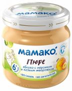 МАМАКО пюре 80г Яблоко с Персиком и козим творогом с 6 мес.(6)